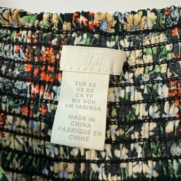 Yellow Floral H&M Long Sleeve Crop Top Size XS - Picture 3 of 3